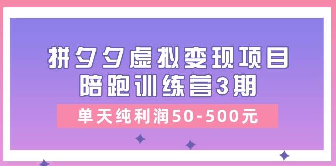 某收费培训《拼夕夕虚拟变现项目陪跑训练营3期》单天纯利润50-500元-58创网