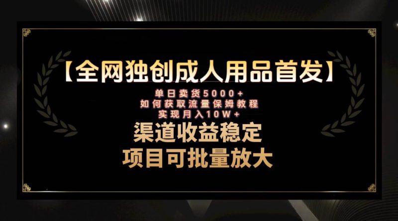 最新全网独创首发，成人用品赛道引流获客，月入10w保姆级教程-58创网