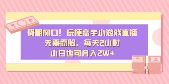 假期风口！玩梗高手小游戏直播，无需露脸，每天2小时，小白也可月入2W+-58创网