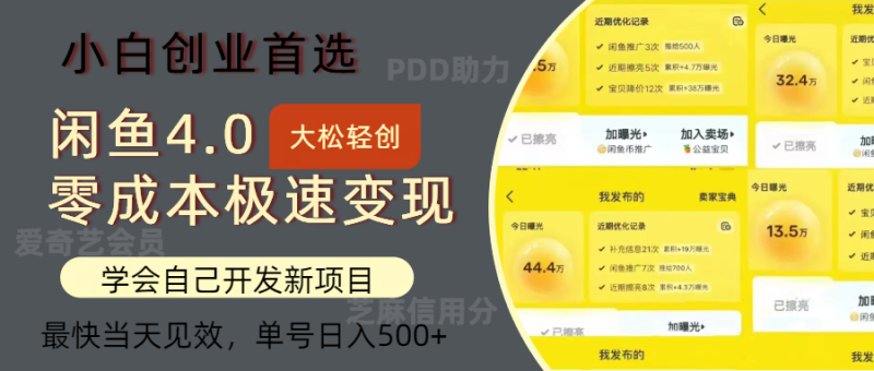闲鱼0成本极速变现项目，多种变现方式，单号日入500+最新玩法-58创网