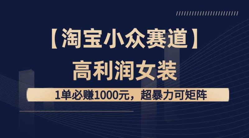 【淘宝小众赛道】高利润女装：1单必赚1000元，超暴力可矩阵-58创网