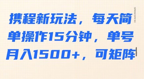 携程新玩法，每天简单操作15分钟，单号月入1500+，可矩阵-多米联创