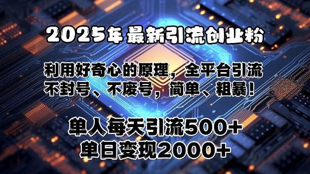 2025年最新引流创业粉,利用好奇心的原理,全平台引流,不封号、不废号,简单、粗暴-多米联创