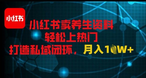 小红书卖养生资料轻松上热门，打造私域闭环，月入1W+-申水仓