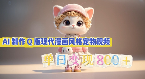 AI制作Q版现代漫画风格宠物视频，单日变现几张-申水仓