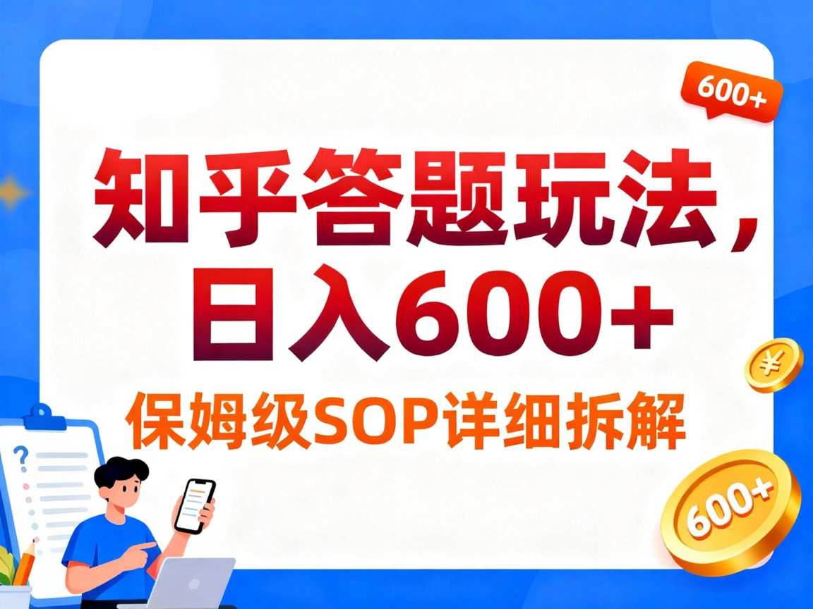 知乎答题玩法，日入6张，保姆级SOP详细拆解-申水仓