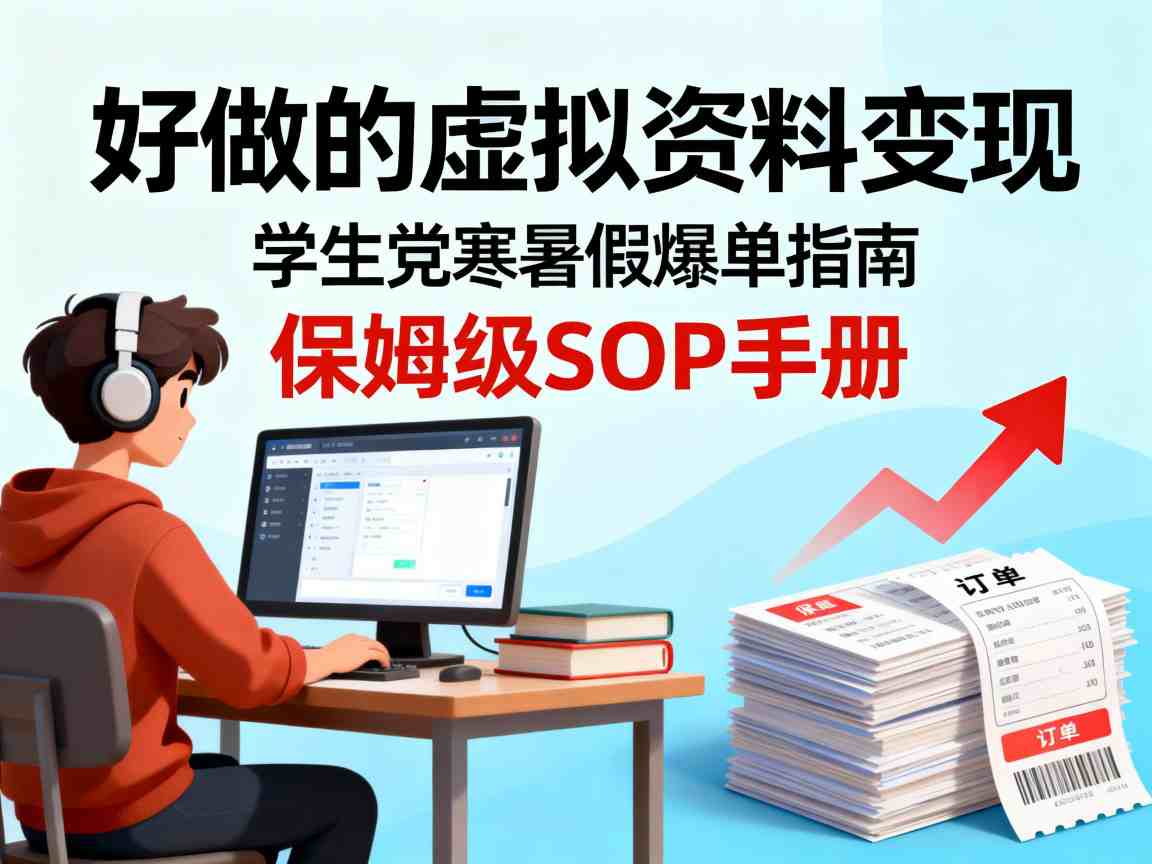 好做的虚拟资料变现,针对学生群体,寒暑假销量夸张【保姆级SOP手册】-申水仓