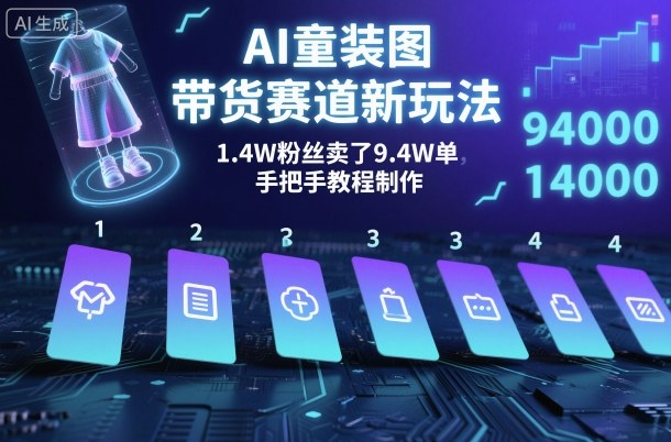 AI童装图文带货赛道新玩法，1.4W粉丝卖了9.4W单，手把手教程制作-申水仓