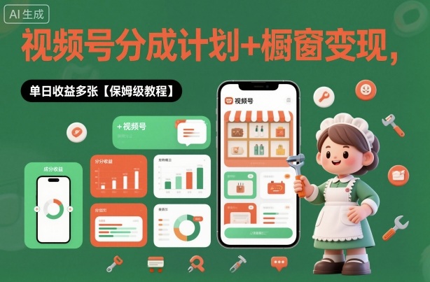 外面收费1980视频号分成计划+橱窗变现,单日收益多张【保姆级教程】-申水仓