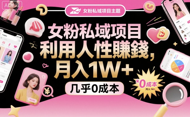 女粉私域项目,利用人性賺钱,月入1W+,几乎0成本-申水仓