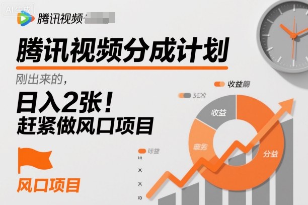 腾讯视频分成计划,刚出来的,日入2张,赶紧做风口项目-申水仓