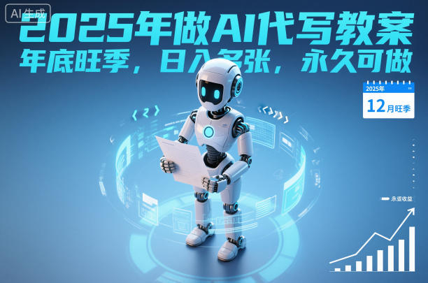 2025年做AI代写教案，年底旺季，日入多张，永久可做-多米联创