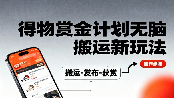 得物无脑搬运新玩法,每天无脑复制粘贴,一天收益140+,轻松賺米-申水仓