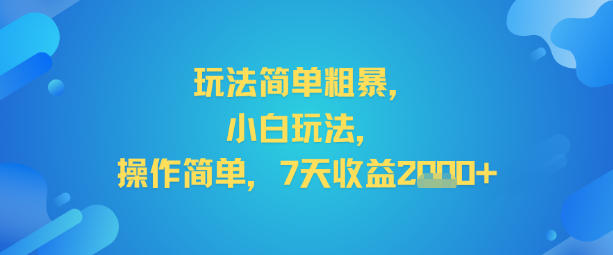 玩法简单粗暴，小白玩法，操作简单，7天收益2k+-申水仓