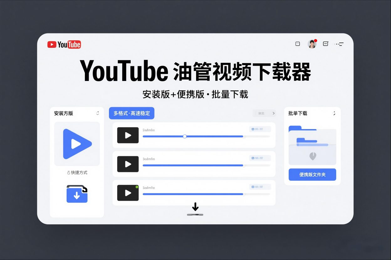 YouTube油管视频下载器安装版+便携版,可以批量下载多个视频-58创客