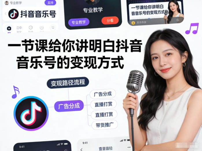 一节课给你讲明白抖音音乐号的变现方式-58创客