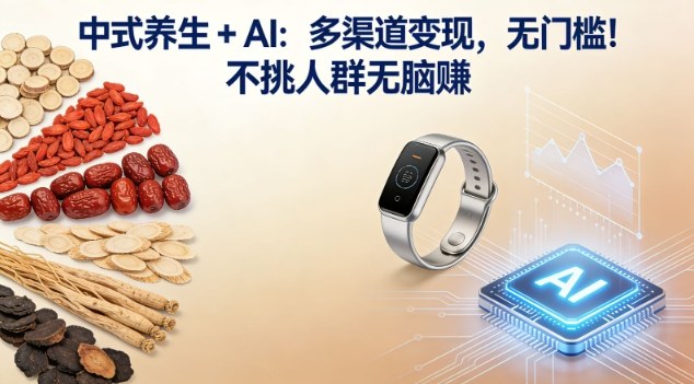 中式养生+AI:多渠道变现,无门槛,不挑人群无脑賺-58创客