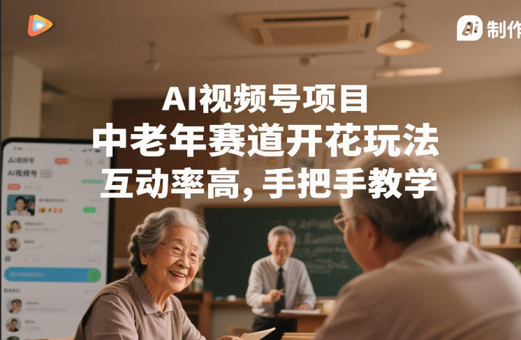 AI视频号项目，中老年赛道开花玩法，互动率高，手把手教学-58创客
