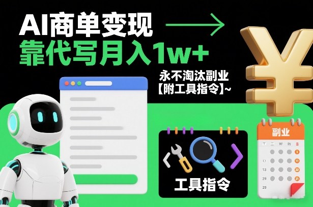 AI商单变现，靠代写月入1w+，永不淘汰副业【附工具指令】-58创客