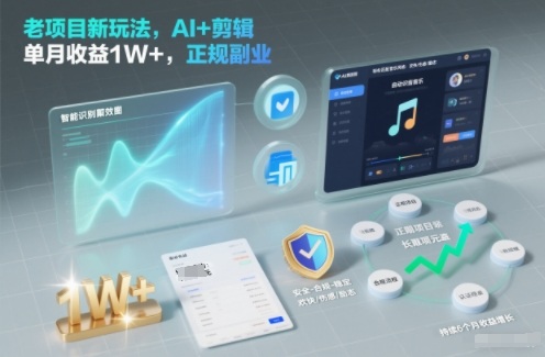 老项目新玩法,AI+剪辑,单月收益1W+,正规副业-58创客