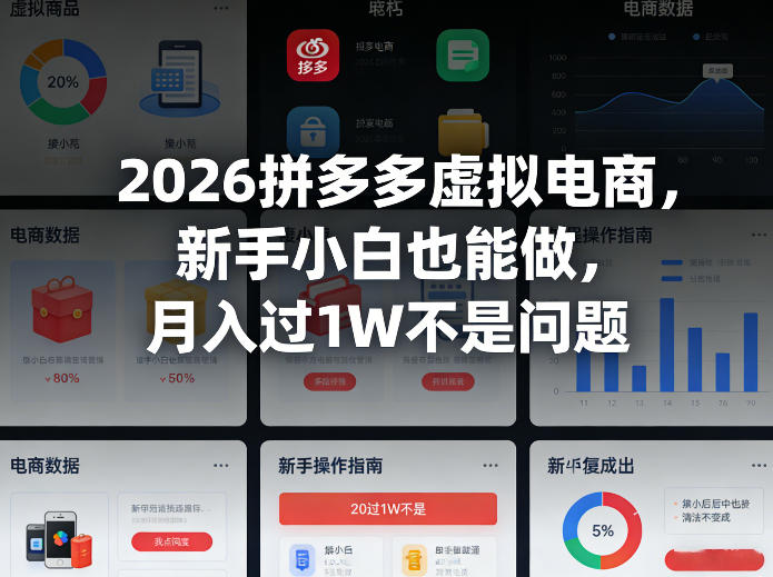 2026拼多多虚拟电商，新手小白也能做，月入过1W不是问题-58创客