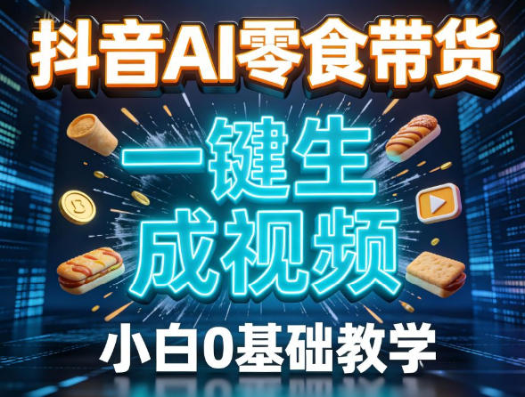 抖音AI零食带货，一键生成视频，小白0基础教学-58创客