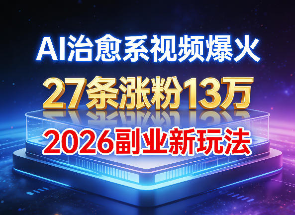 AI治愈系视频爆火，27条涨粉13W，2026新手副业新玩法-58创客