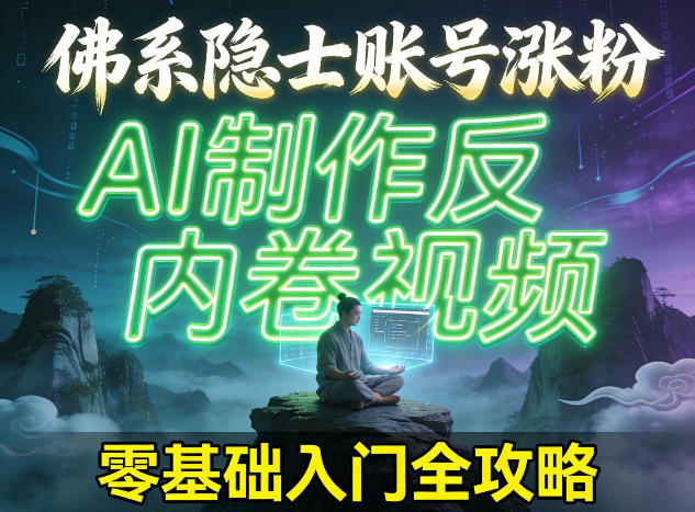 佛系隐士账号涨粉，AI制作反内卷视频，零基础入门全攻略-58创客