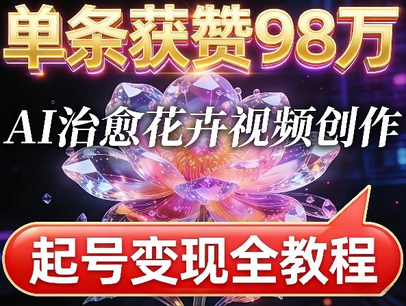 单条获赞98W，AI治愈花卉视频创作，起号变现全教程-58创客