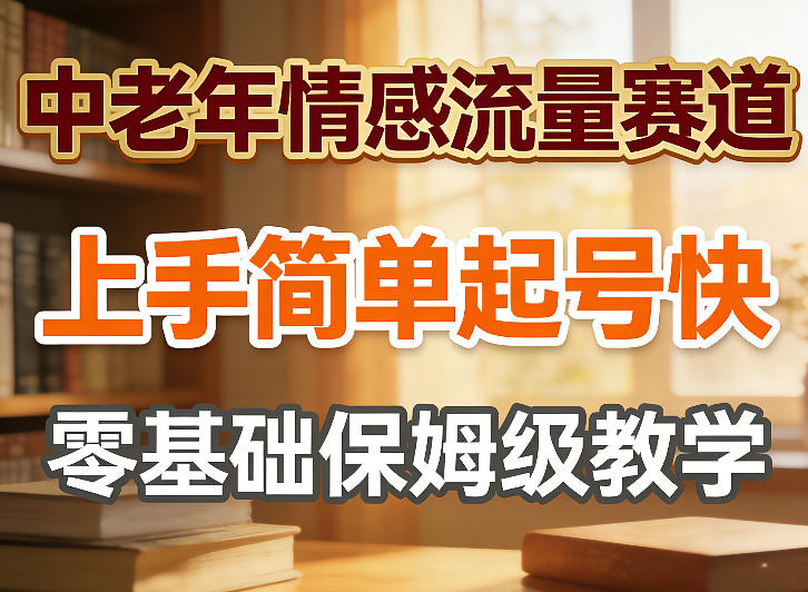 中老年情感流量赛道，上手简单起号快，零基础保姆级教学-58创客