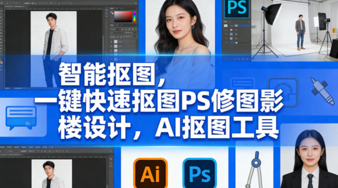 智能抠图，一键快速抠图PS修图影楼设计，AI抠图工具-58创客