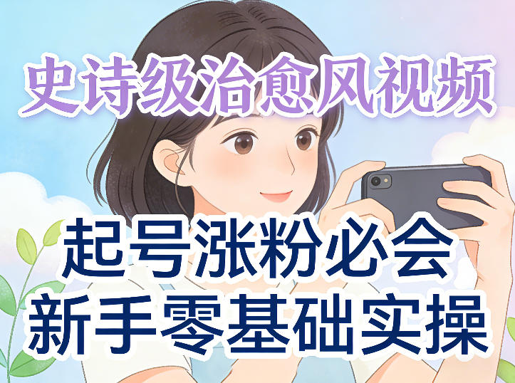 史诗级治愈风视频爆了，起号涨粉必会，新手零基础实操（实操+变现全讲解）-58创客
