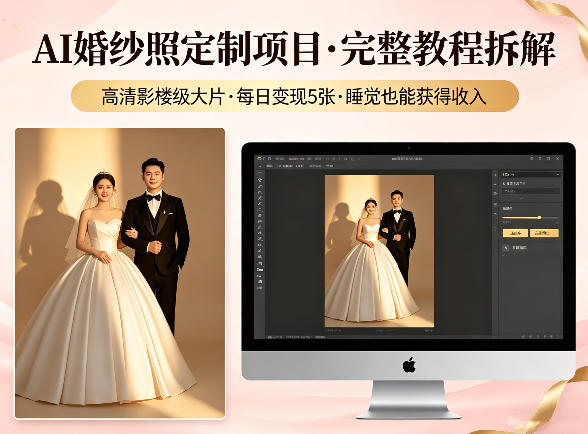 AI婚纱照定制项目，可生成高清影楼级大片，每日变现5张，睡觉也能获得收入【完整教程拆解】-58创客
