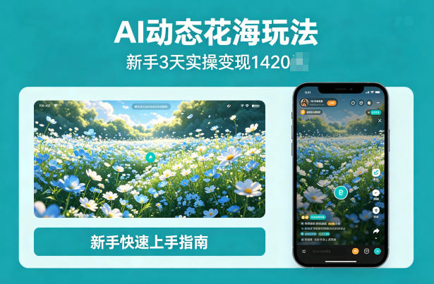 AI动态花海玩法，项目经过实操3天变现1420，新手也能快速上手-58创客