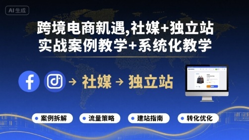 跨境电商新机遇，社媒+独立站，实战案例教学+系统化教学-58创客网