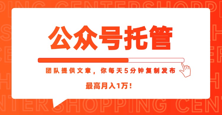 【公众号托管 】我提供文章，你每天５分钟复制发布，最高月入1W-多米联创