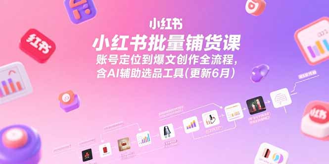 小红书批量铺货课，账号定位到爆文创作全流程，含AI辅助选品工具(更新6月-58创客网