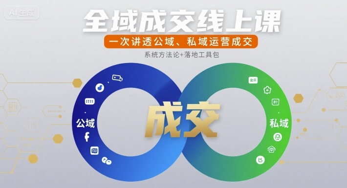全域成交线上课，一次讲透公域、私域运营成交-58创客网
