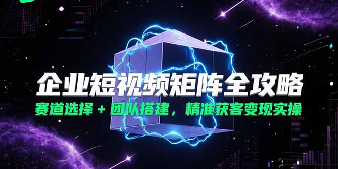 企业短视频矩阵全攻略，赛道选择+团队搭建，精准获客变现实操-58创客网