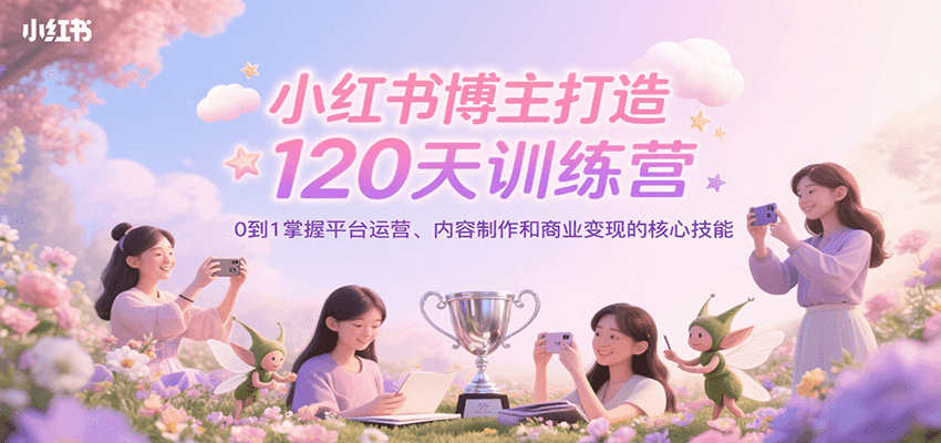 小红书博主打造120天训练营，0到1掌握平台运营、内容制作和商业变现-58创客网