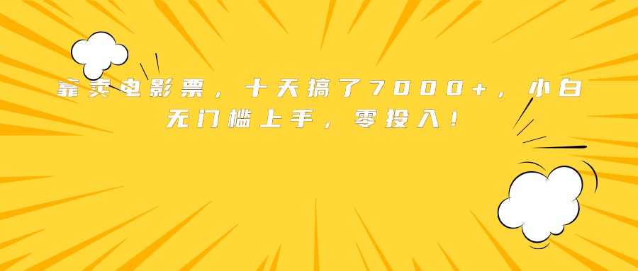 靠卖电影票,十天搞了7000+,小白无门槛上手,零投入!-申水仓
