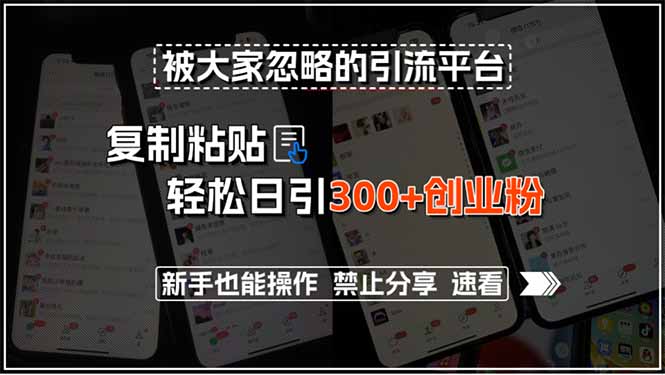 被大家忽略的引流平台，复制粘贴轻松日引300+创业粉，新手也能操作，禁…-58创客网