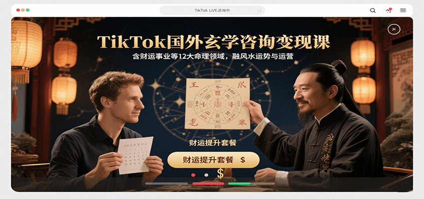 TikTok国外玄学咨询变现课，含财运事业等12大命理领域，融风水运势与运营-58创客网