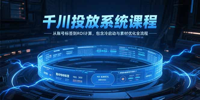 千川投放系统课程，从账号标签到ROI计算，包含冷启动与素材优化全流程-58创客网