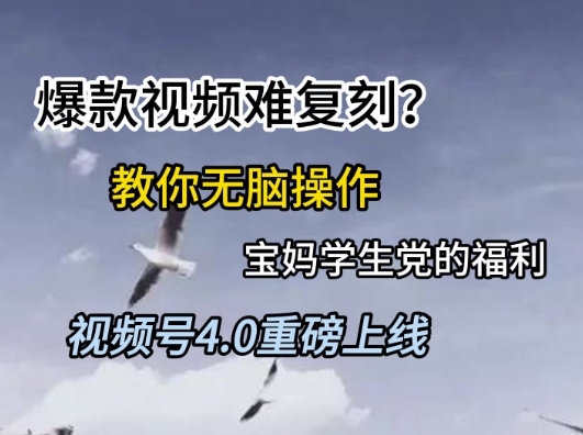 视频号4.0重磅上线，爆款视频难复刻？教你无脑操作宝妈学生党的福利【揭秘】-58创客网