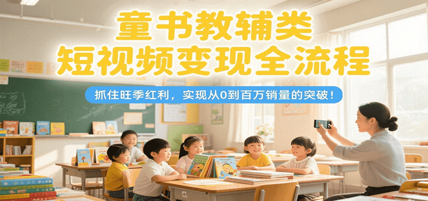 童书教辅类短视频变现全流程，抓住旺季红利，实现从0到百万销量的突破！-58创客网