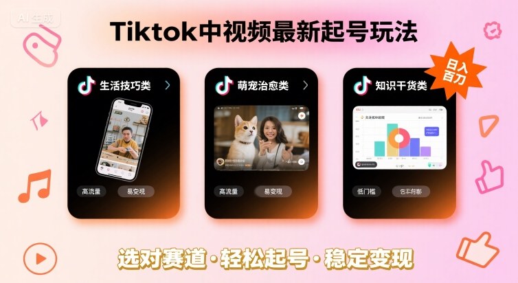 Tiktok中视频最新起号玩法，想要日入百刀，做好这几个赛道就可以了-58创客网