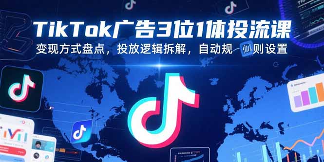 TikTok广告3位1体投流课，变现方式盘点，投放逻辑拆解，自动规则设置-58创客网
