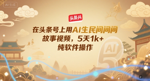 在头条号上用AI生民间故事视频，5天1k+，纯软件操作-58创客网
