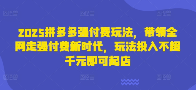 2025拼多多强付费玩法，带领全网走强付费新时代，玩法投入不超千元即可起店-58创客网